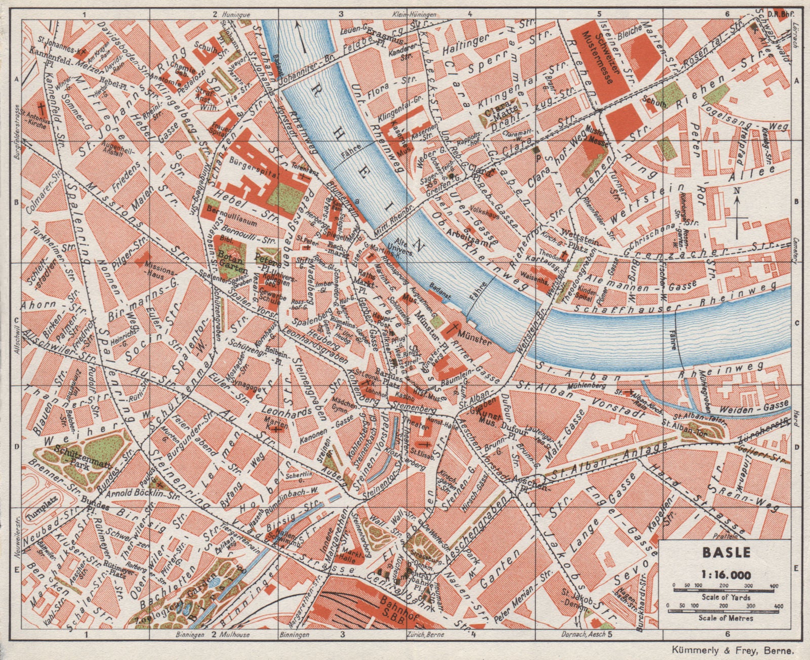 BASEL BASEL. Vintage town city map plan. Switzerland 1948 old vintage